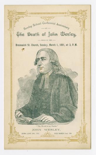 Sunday school centennial anniversary of the death of John Wesley