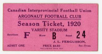 Argonaut Football Club season ticket, 1920