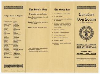Canadian Boy Scouts, District of Toronto scout display, Massey Hall, April 11th, 1913