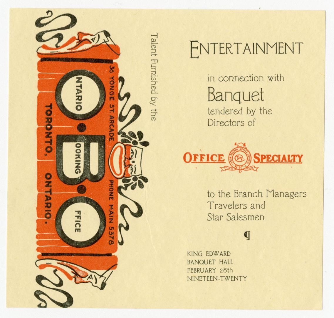 Entertainment in connection with banquet tendered by the directors of Office Specialty