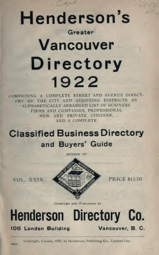 Henderson's Greater Vancouver city directory