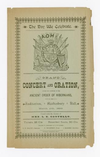 The Day we celebrate : grand concert and oration under the auspices of the Ancient Order of Hibernians