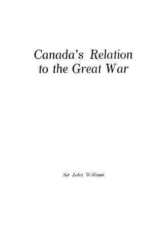 Canada's relation to the Great War
