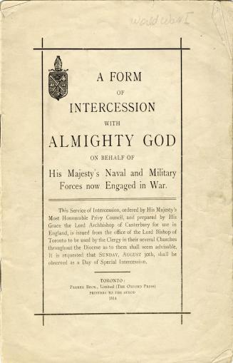 A form of intercession with Almighty God : on behalf His Majesty's naval and military forces now engaged in war