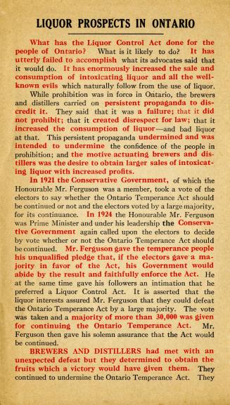 Liquor prospects in Ontario