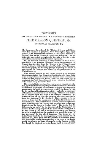 Postscript to the second edition of a pamphlet, entitled, The Oregon question, &c.