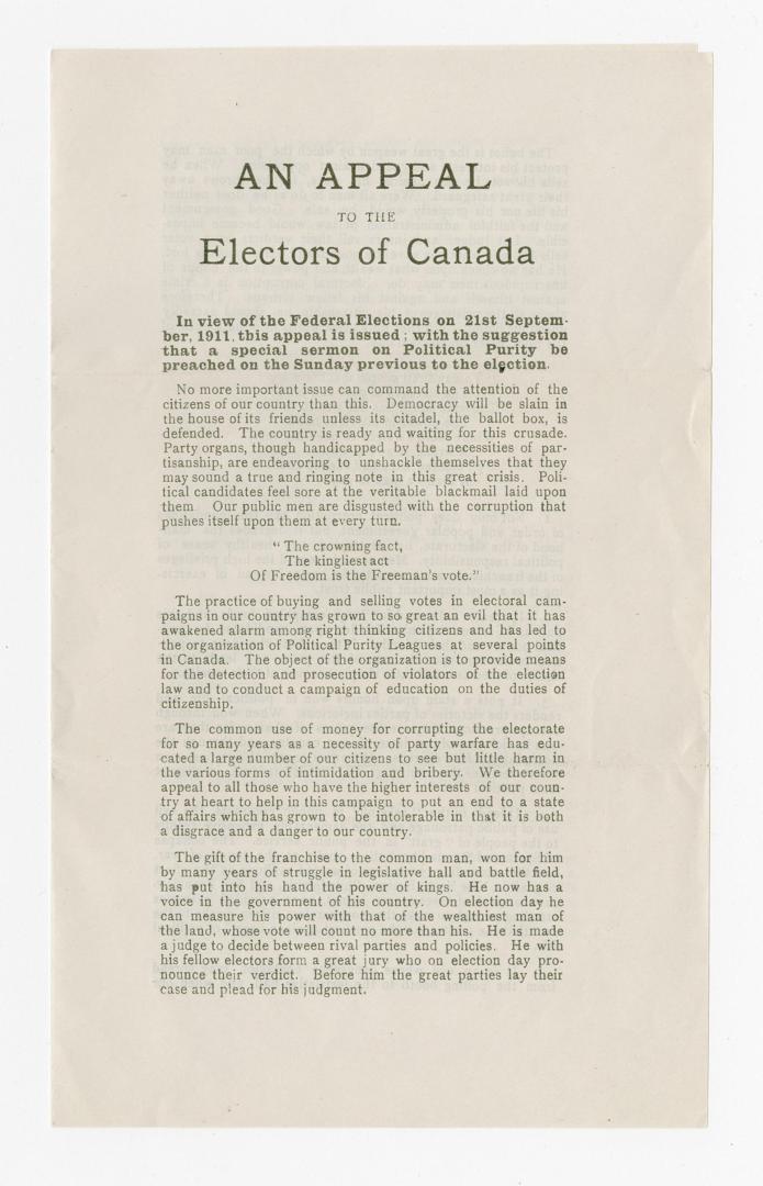 An appeal to the electors of Canada