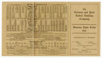 The Toronto and York Radial Railway Company : summer time table, 1917