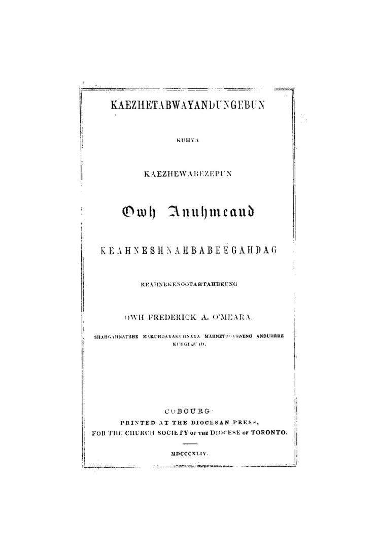 Bible. Ojibwa. Selections.1844?
