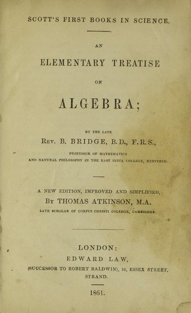 An elementary treatise on algebra
