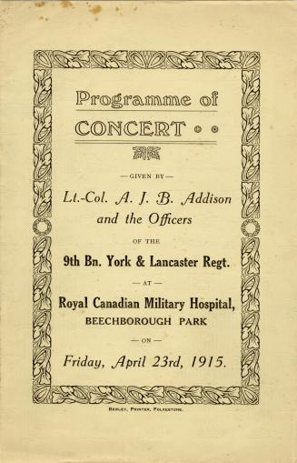 Programme of concert given by Lt