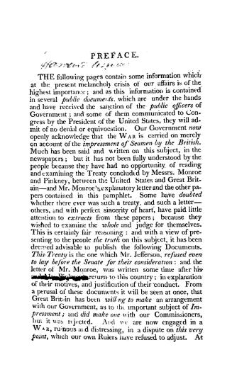 Mr Monroe's letter on the rejected treaty, between the United States and Great Britain, concluded by Messrs