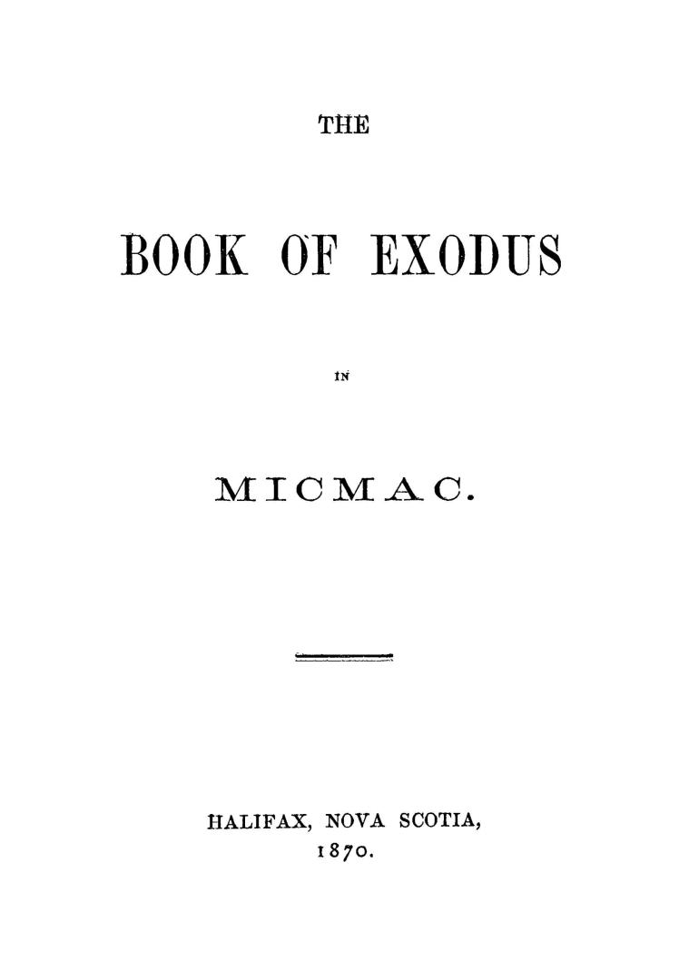 The book of Exodus in Micmac