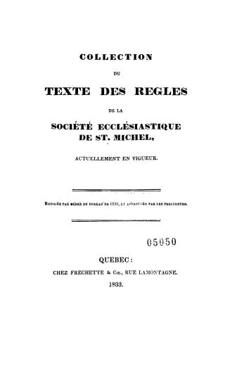 Collection du texte des règles de la Société ecclésiatique de St