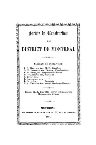 Règlements de la Société de construction du district de Montréal