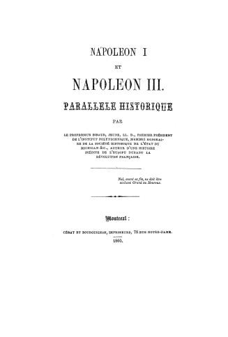 Napoléon I et Napoléon III, : parallèle historique