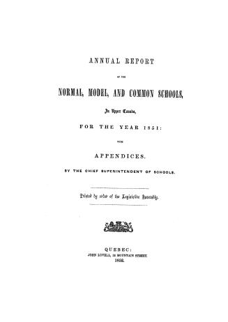 Annual report of the normal, model and common schools in Upper Canada for the year