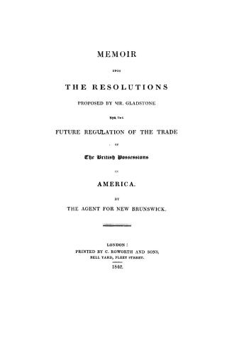 Memoir upon the resolutions proposed by Mr