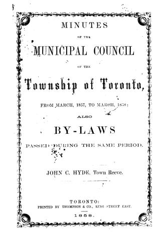 Minutes of the Municipal Council of the Township of Toronto, from
