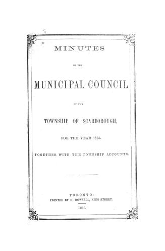 Minutes of the Municipal Council of the Township of Scarborough