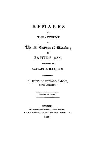 Remarks on the account of the late Voyage of discovery to Baffin's Bay