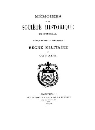 Mémoires de la Société historique de Montréal