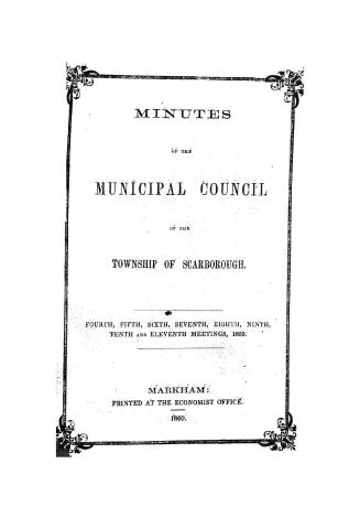 Minutes of the Municipal Council of the Township of Scarborough
