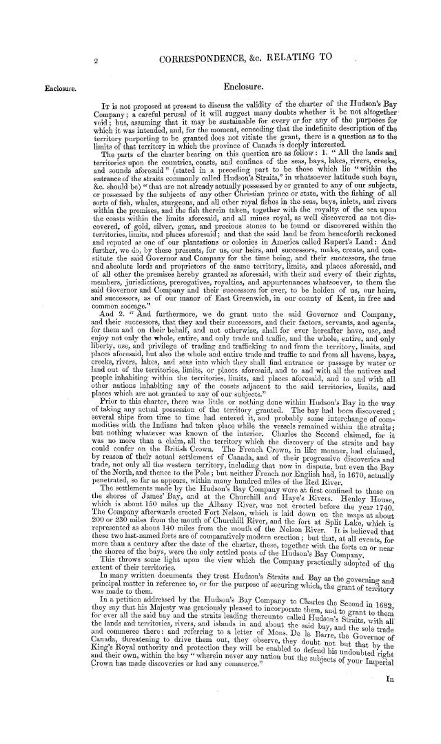 Hudson's Bay Company. Return to an address of the Honourable The House of Commons, dated 29 May 1857.--for, a ''Copy of the letter addressed by Mr. Ch(...)