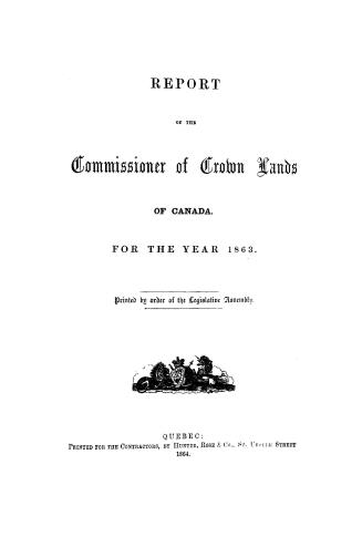 Report of the Commissioner of crown lands of Canada for the year