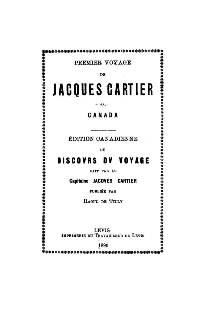 Premier voyage de Jacques Cartier au Canada