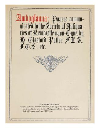 Amboglanna : papers communicated to the Society of Antiquaries of Newcastle-upon-Tyne