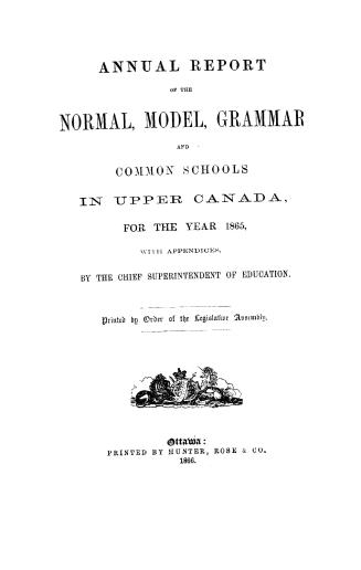 Annual report of the normal, model and common schools in Upper Canada for the year