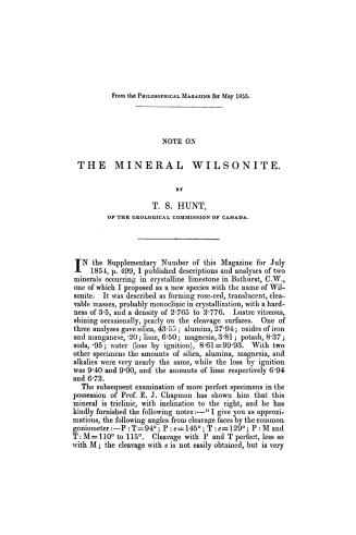 Note on the mineral Wilsonite