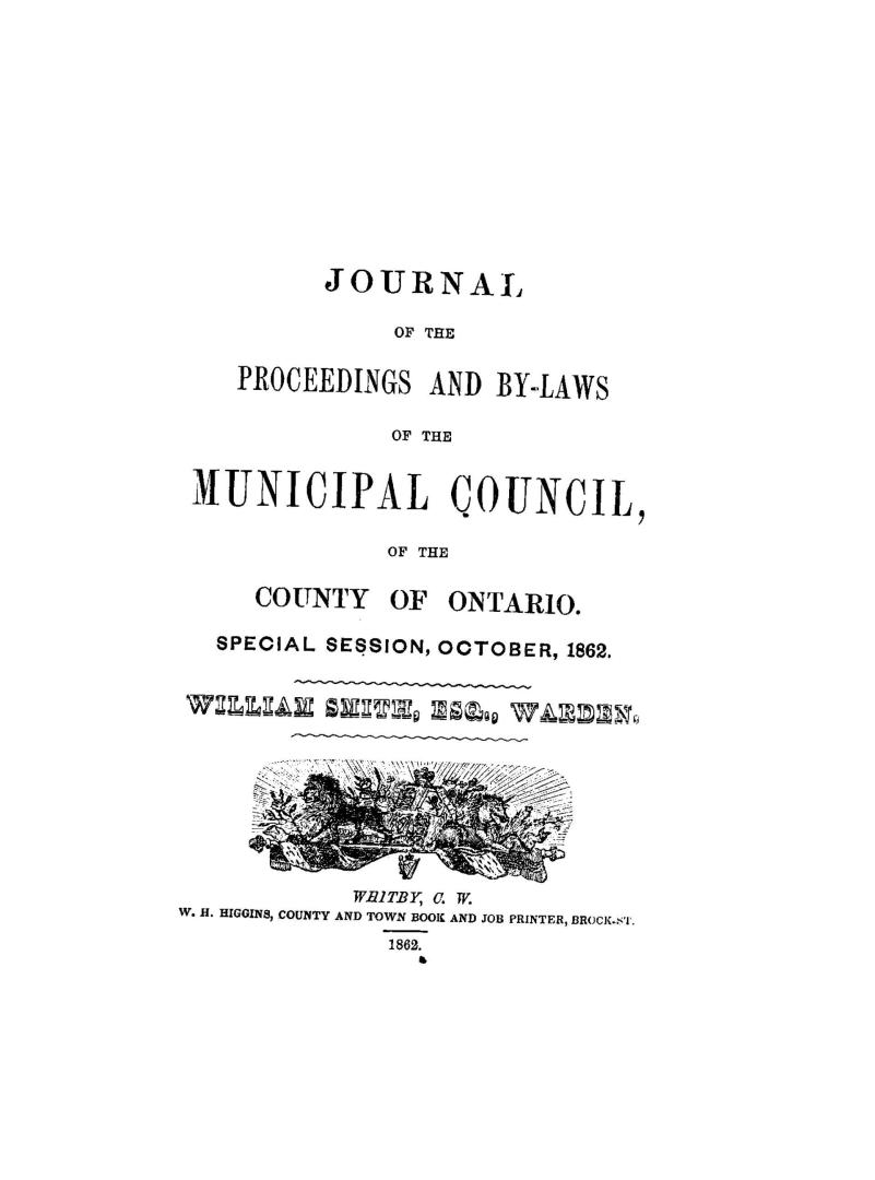 Journal of the proceedings and by-laws of the Municipal Council of the County of Ontario