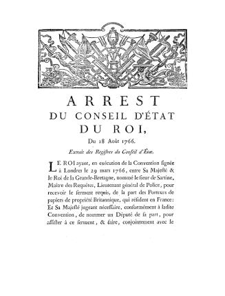 Arrest du Conseil d'état du roi, du 18 aoét 1766