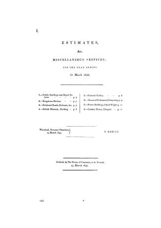 Estimates, &c. miscellaneous services: for the year ending 31 March 1838