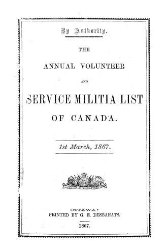 Annual volunteer and service Militia list of Canada