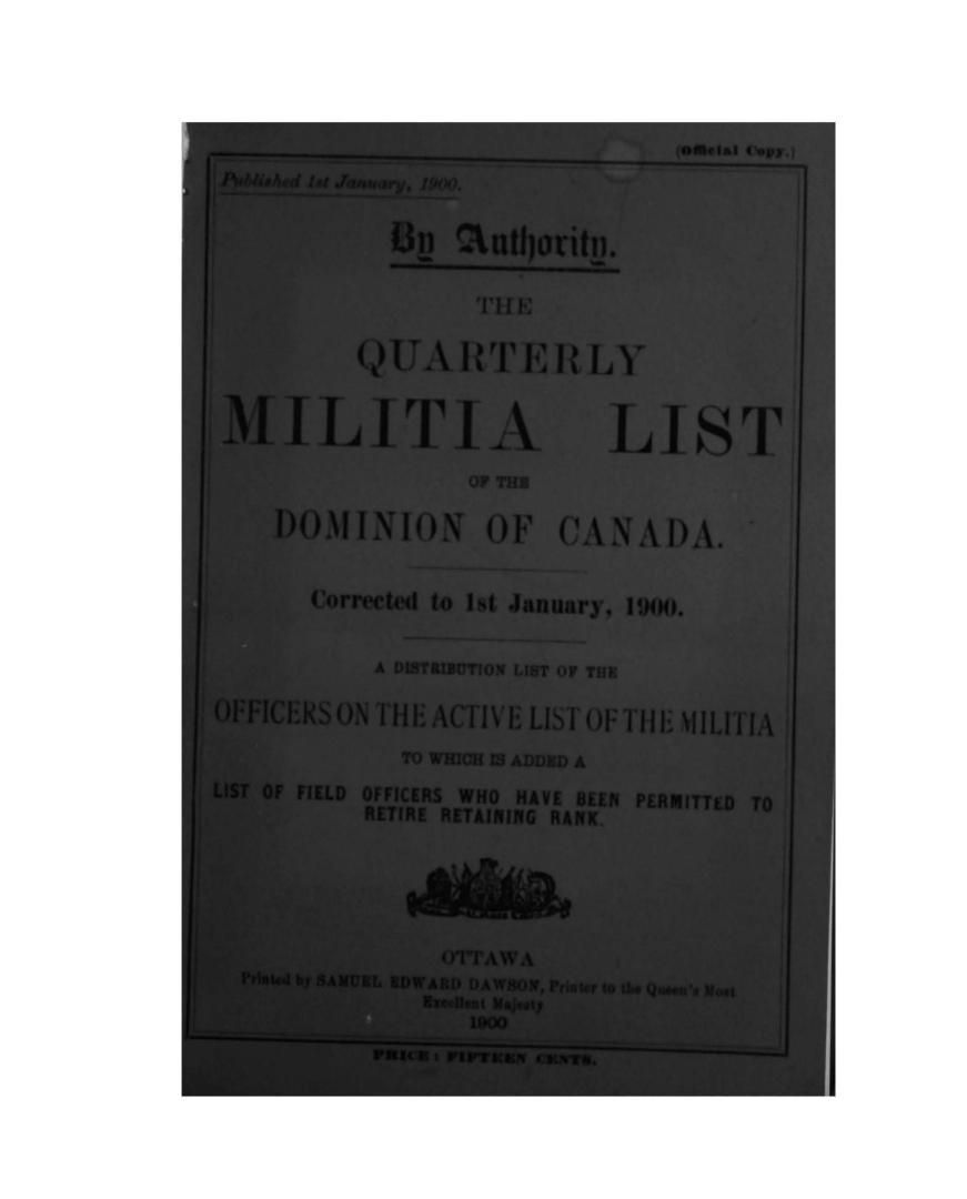 The militia list of the Dominion of Canada