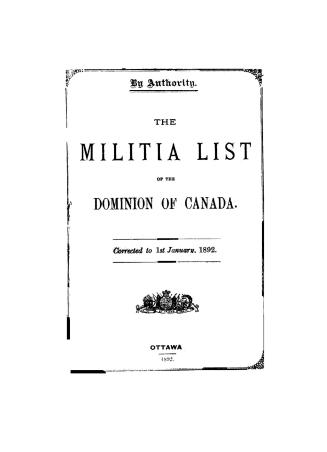 The militia list of the Dominion of Canada