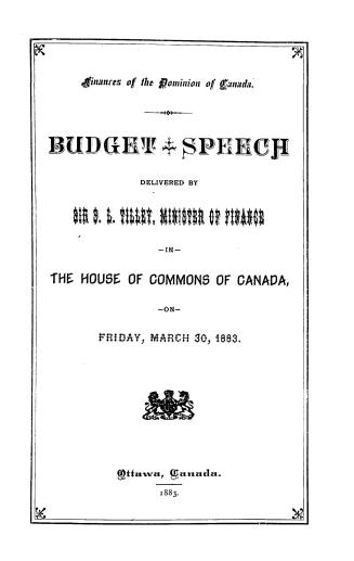 Budget speech delivered in the House of Commons of Canada