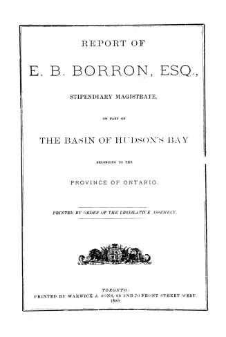 Report... on part of the basin of Hudson's Bay belonging to the province of Ontario
