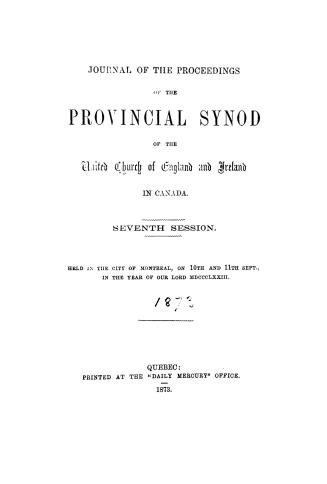 Journal of the proceedings of the ... Provincial Synod of the United Church of England and Ireland in Canada