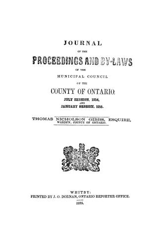 Journal of the proceedings and by-laws of the Municipal Council of the County of Ontario