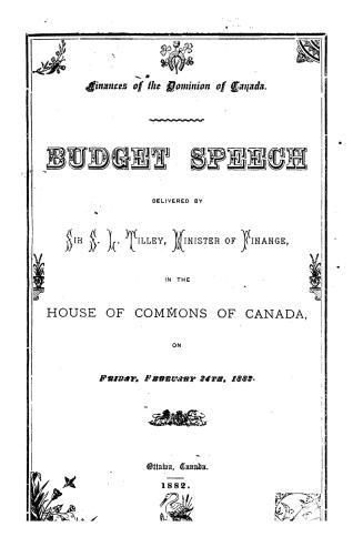 Budget speech delivered in the House of Commons of Canada