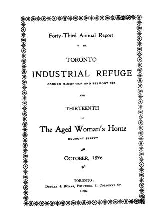 Annual report of the Toronto Industrial Refuge and Aged Woman's Home