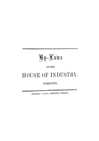 By-laws of the House of Industry, Toronto