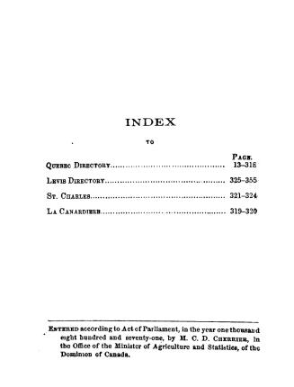 The Quebec directory for... containing a complete list of all the inhabitants of the city, with full descriptions of their businesses and professions (...)