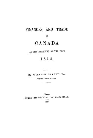 Finances and trade of Canada at the beginning of the year, 1855