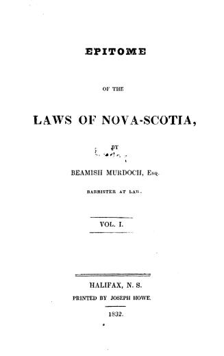 Epitome of the laws of Nova-Scotia