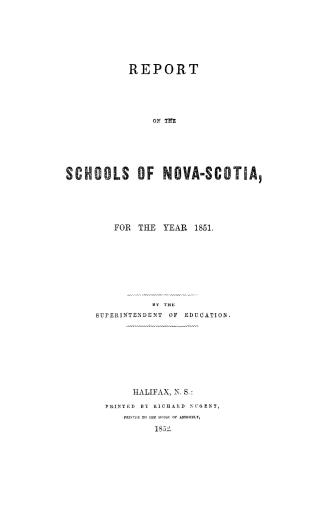 Report on the schools of Nova-Scotia, for the year